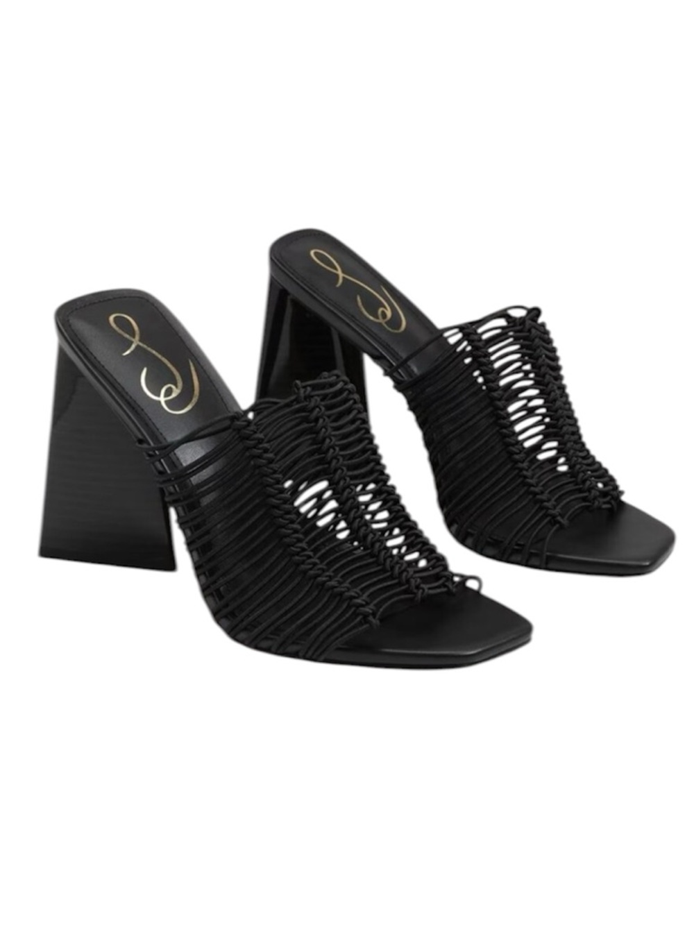 Sam Edelman Laurette Black Block Heels in Black Cord